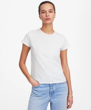 Madewell Essential Slim Tee SZ XS White Lightweight Cotton Stretch Short Sleeve